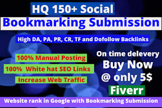 build manually 50 bookmarking submission for HQ backlinks