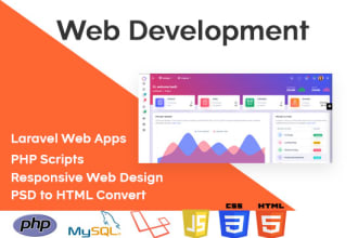design, develop or fix PHP, HTML, CSS javascript, laravel application