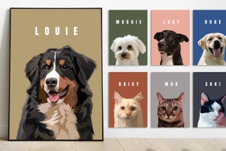 do custom cartoon vector portrait of your pet or any animal