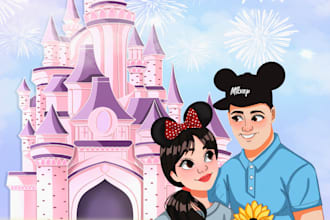 draw potrait of you and family in my disney style