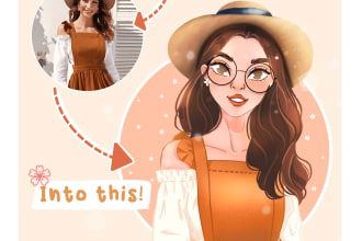 draw anything in my disney cartoon cute illustration style
