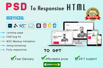 convert PSD to html, PSD to bootstrap html