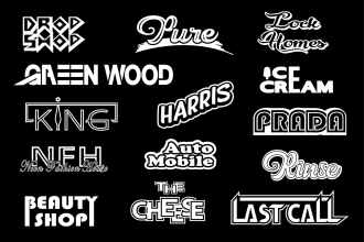 design typography, text logo, dj band and company