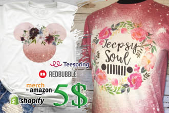 create flower t shirt design for redbubble teespring amazon