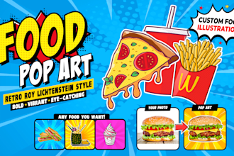 turn your food photo into retro pop art illustration