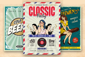 design stunning retro, vintage flyer or poster