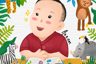 draw cute digital potrait or illustration in my style
