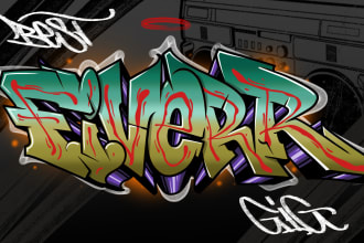 draw a simple stylish graffiti for you with your name or word