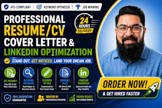 professionally write your resume CV, ats friendly cover letter linkedin