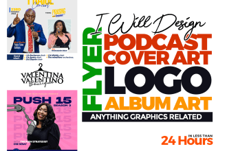 create logo, flyer, podcast cover, anything graphics related
