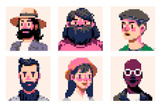 draw a pixel art retro game portrait