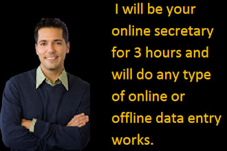 be your online secretary for 3 hours