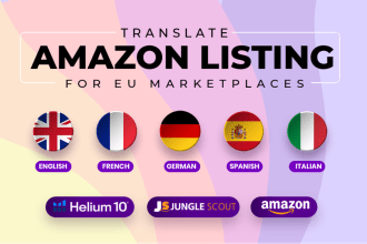 translate your amazon listing into english, german, french, spanish and italian