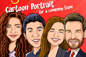 draw the cartoon portrait for your company team