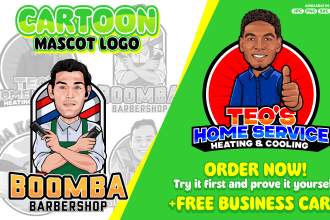 design modern cartoon mascot caricature logo for business