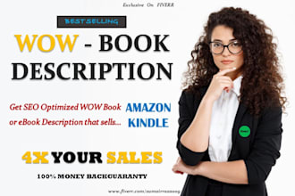 write a great amazon kindle book description blurb with HTML