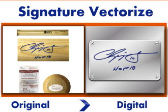 trace, vectorize signature in vector format