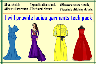 provide ladies garments tech pack