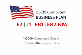 write visa business plan for e2, eb2 niw, eb1 and l1