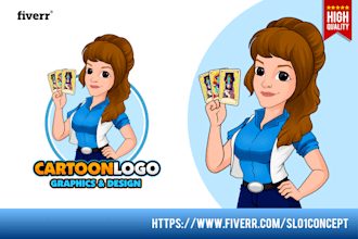 design cute mascot cartoon character logo for your business