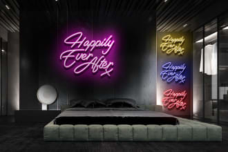 design multi colors text or character neon logo