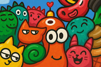 draw doodle art illustration cartoon for any purpose with ai