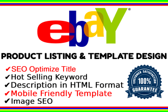 do ebay SEO listing with ebay html template design