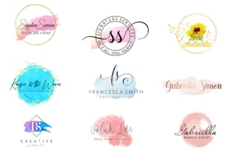 design feminine watercolor boho logo with handwritten font