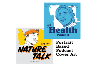 draw a portrait based podcast cover art