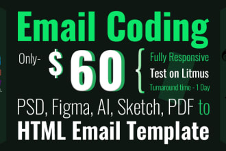 psd, sketch, figma, ai, PDF to HTML email conversion
