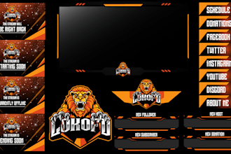 design streaming logo face cam overlay banners etc for you