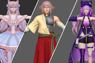 make 3d anime style, manga 3d character model