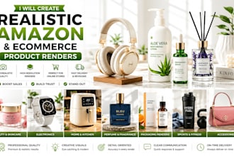create realistic amazon and ecommerce product renders