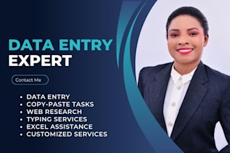 be your virtual assistant for data entry, excel, copy paste, and web research
