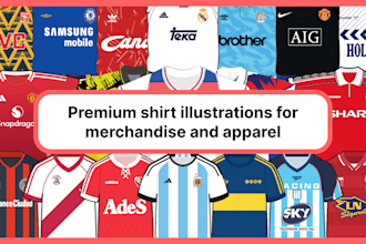 design premium football shirt illustrations for merchandise