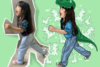 make a portrait illustration in a cartoon style
