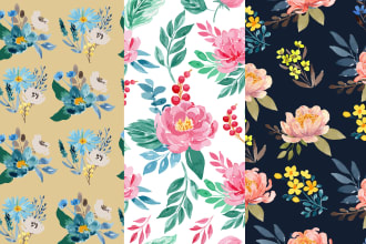 make custom hand drawn seamless watercolor pattern for you