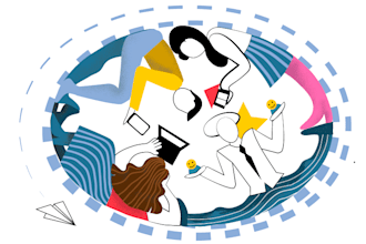 draw a flat illustration in these styles