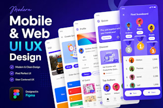 do modern app ui ux design and app store screenshots in figma