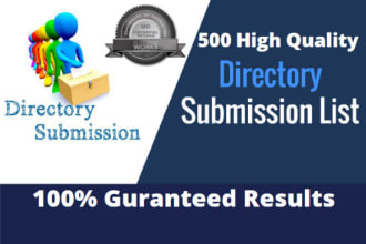 create 500 high quality web directory submission backlinks for your sites