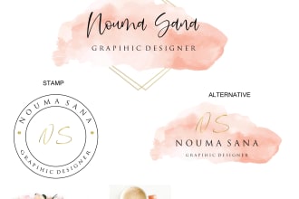 do watercolor feminine, boho, signature logo design for you