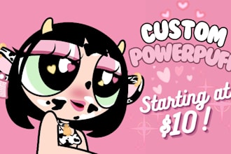 draw you as a powerpuff girl or a rowdyruff boy
