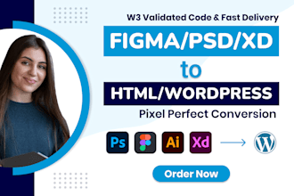 build pixel perfect HTML and wordpress websites from PSD, figma