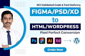 build pixel perfect HTML and wordpress websites from PSD, figma