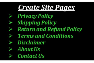 create unique pages of privacy policy, terms and condition