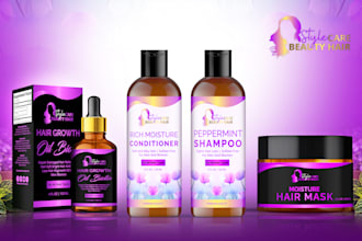 design hair care labels, bottle box label design for you