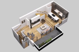 create 2d to 3d floor plan visualizations in 24 hours