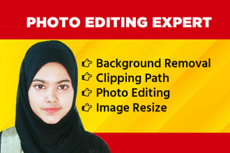 do background removal clipping path, photo editing, and image resize