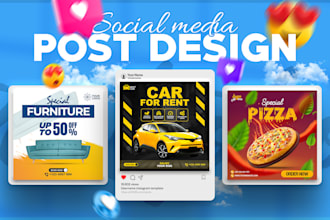 design attractive instagram post, facebook post and cover