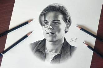 do hand drawn realistic pencil portrait, pencil sketch